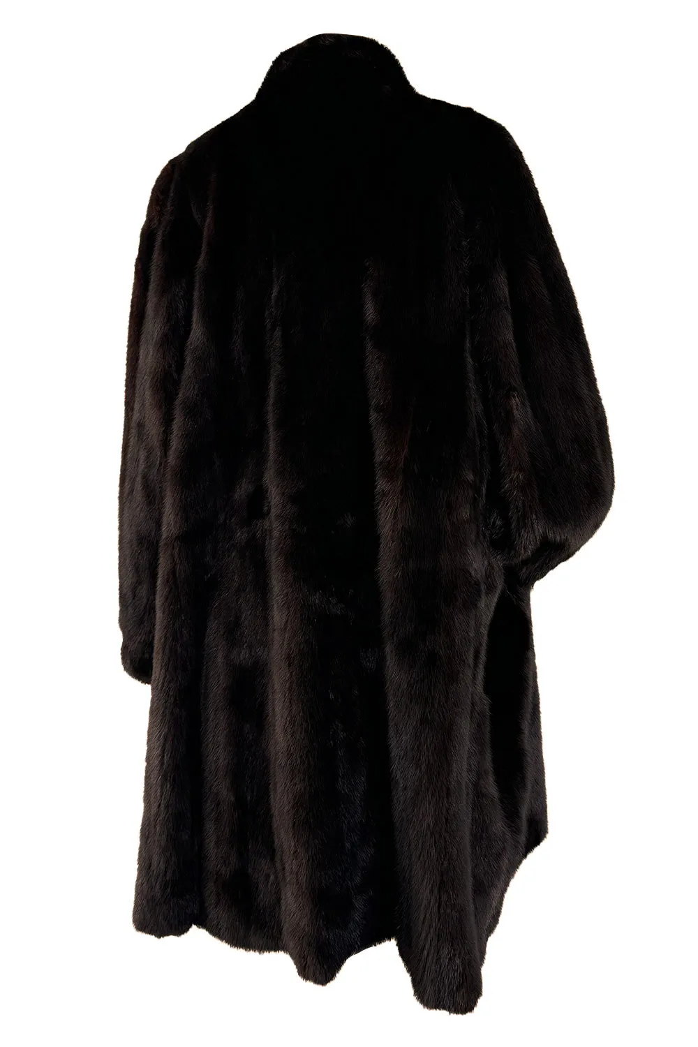 1980s-90s Yves Saint Laurent Dark Brown Mink Swing Car Coat Jacket w Pockets