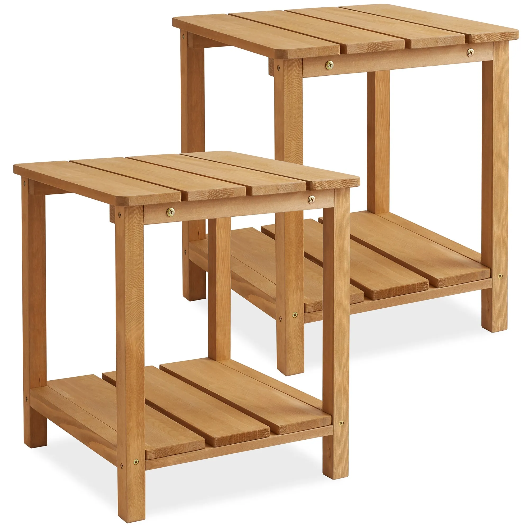 Adirondack Wood Side Table with Shelf