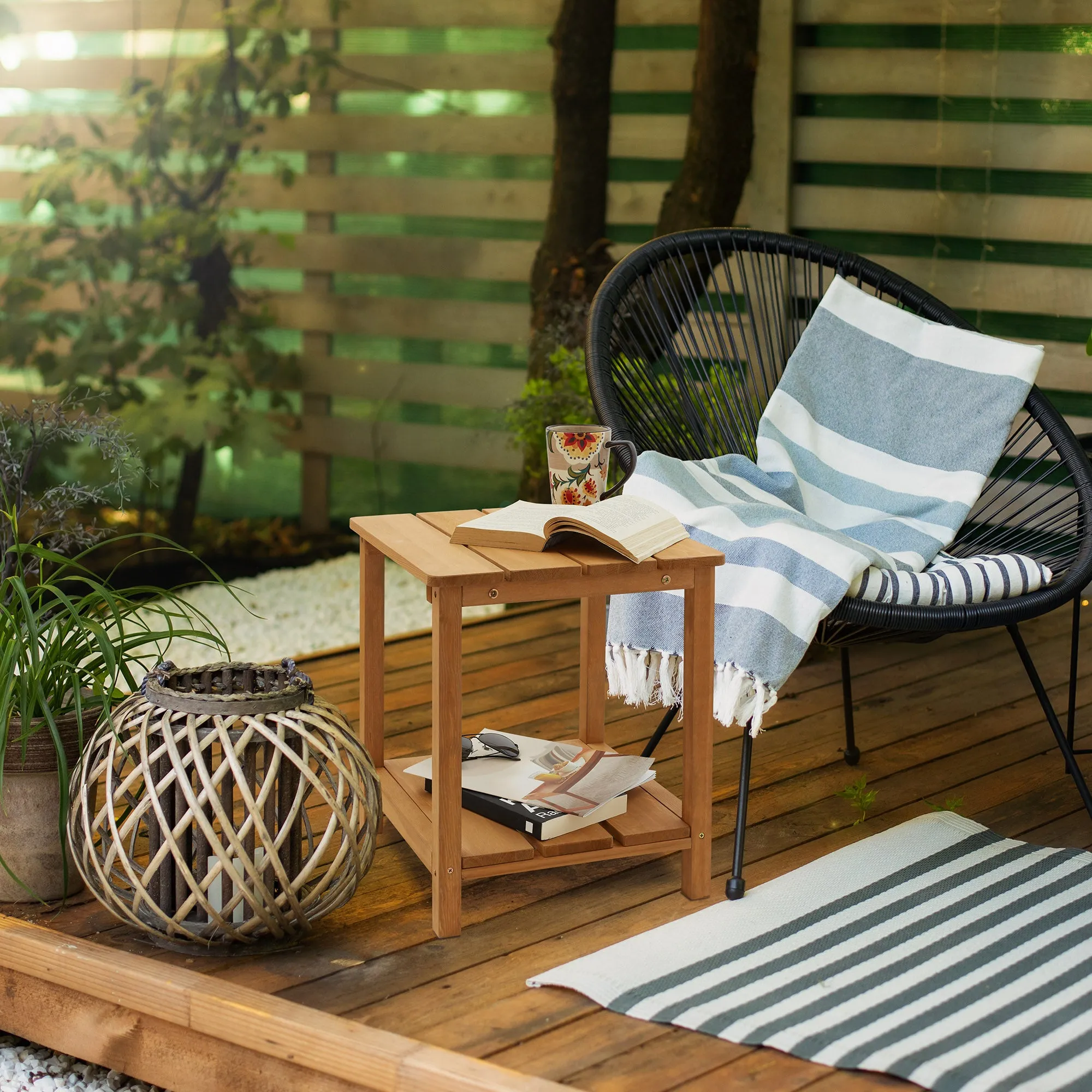 Adirondack Wood Side Table with Shelf