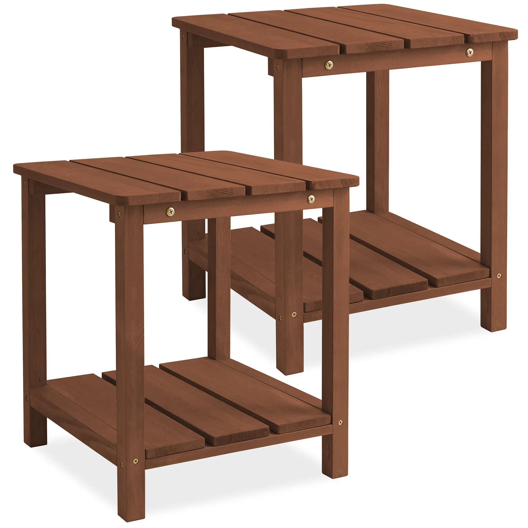 Adirondack Wood Side Table with Shelf