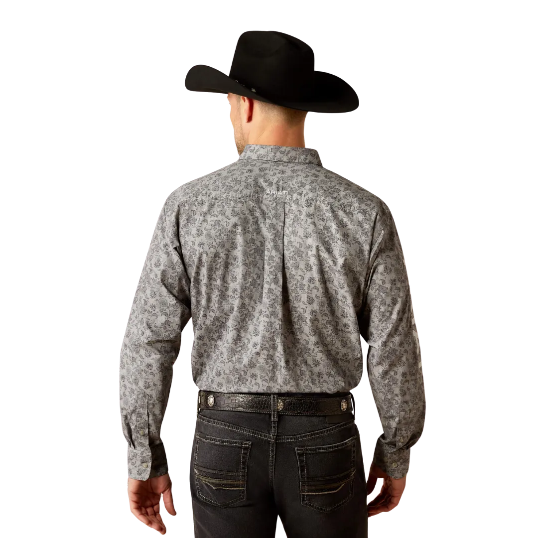 Ariat Men's Team Kendall Classic Fit Grey Light Grey Shirt
