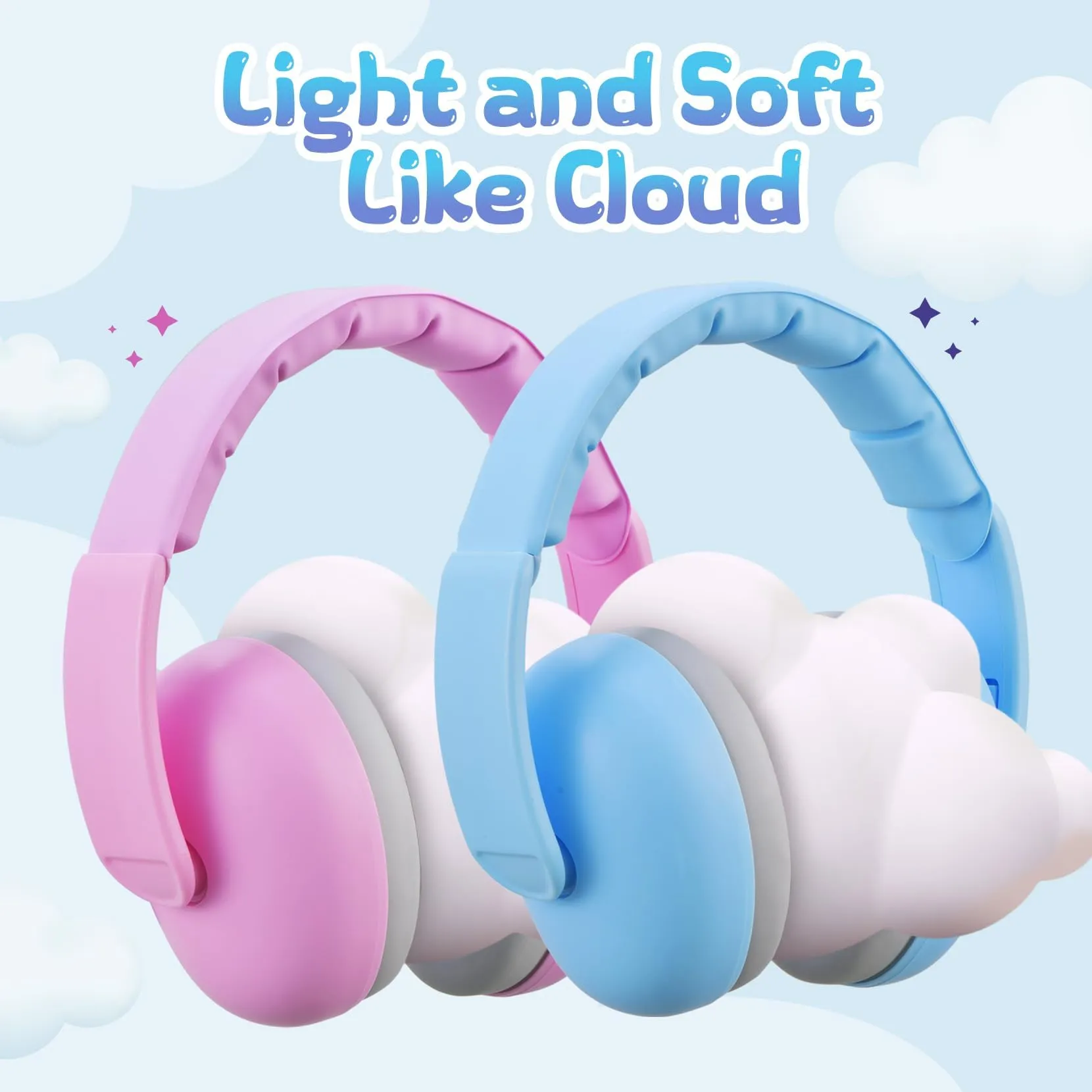 Baby Headphones for Noise, [2024 Upgraded Saftey Version], Baby Ear Muffs Noise Protection, Toddler Infant Noise Cancelling Headphones for Plane Cinema Wedding Infant Ear Protection for 3 to 36 Month Sky Blue