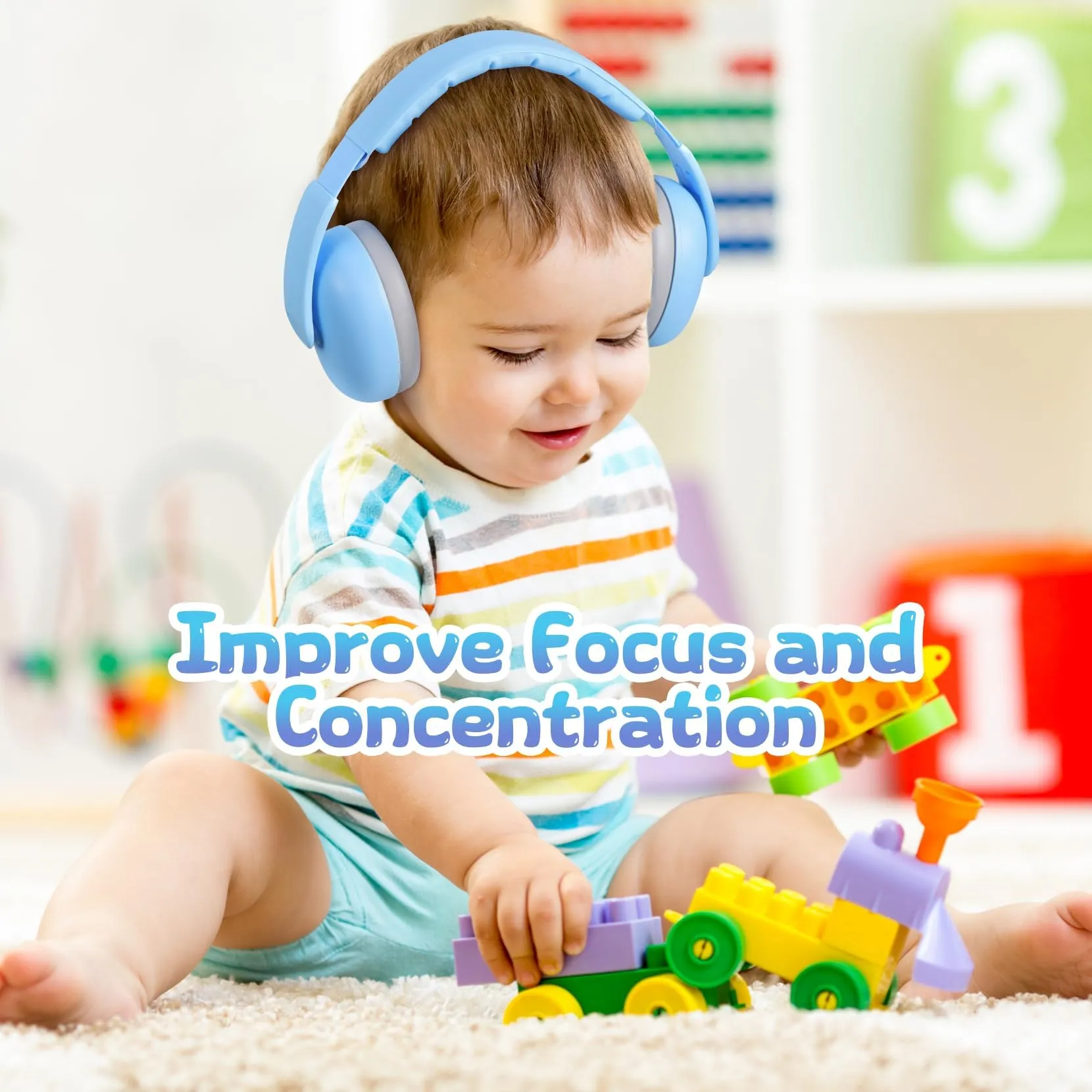 Baby Headphones for Noise, [2024 Upgraded Saftey Version], Baby Ear Muffs Noise Protection, Toddler Infant Noise Cancelling Headphones for Plane Cinema Wedding Infant Ear Protection for 3 to 36 Month Sky Blue