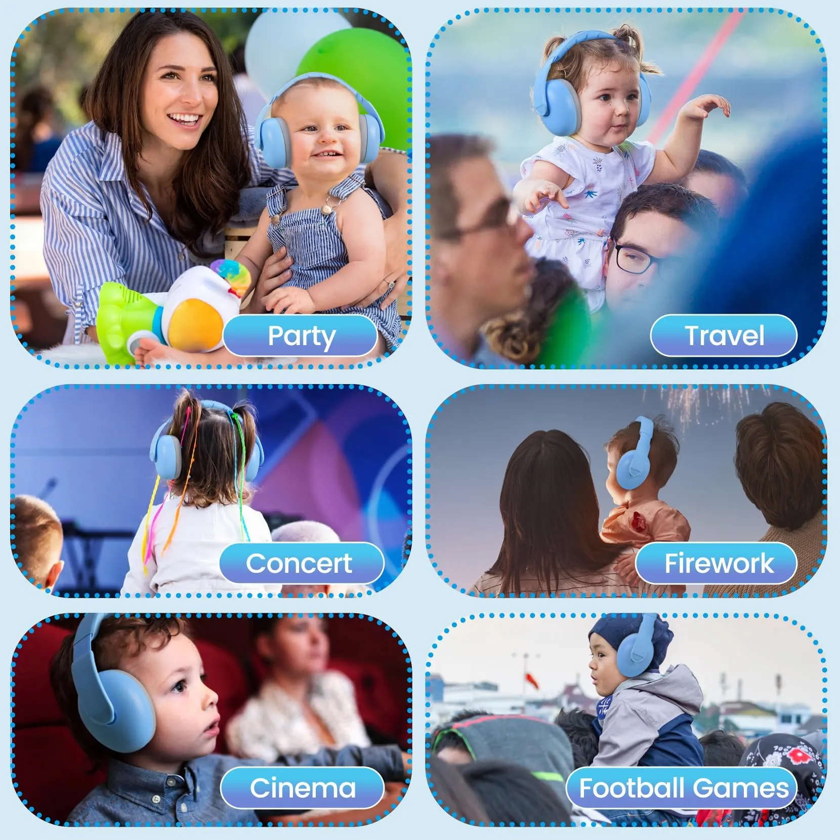 Baby Headphones for Noise, [2024 Upgraded Saftey Version], Baby Ear Muffs Noise Protection, Toddler Infant Noise Cancelling Headphones for Plane Cinema Wedding Infant Ear Protection for 3 to 36 Month Sky Blue