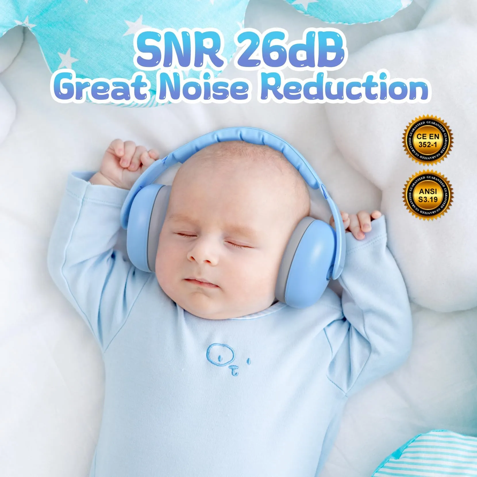 Baby Headphones for Noise, [2024 Upgraded Saftey Version], Baby Ear Muffs Noise Protection, Toddler Infant Noise Cancelling Headphones for Plane Cinema Wedding Infant Ear Protection for 3 to 36 Month Sky Blue