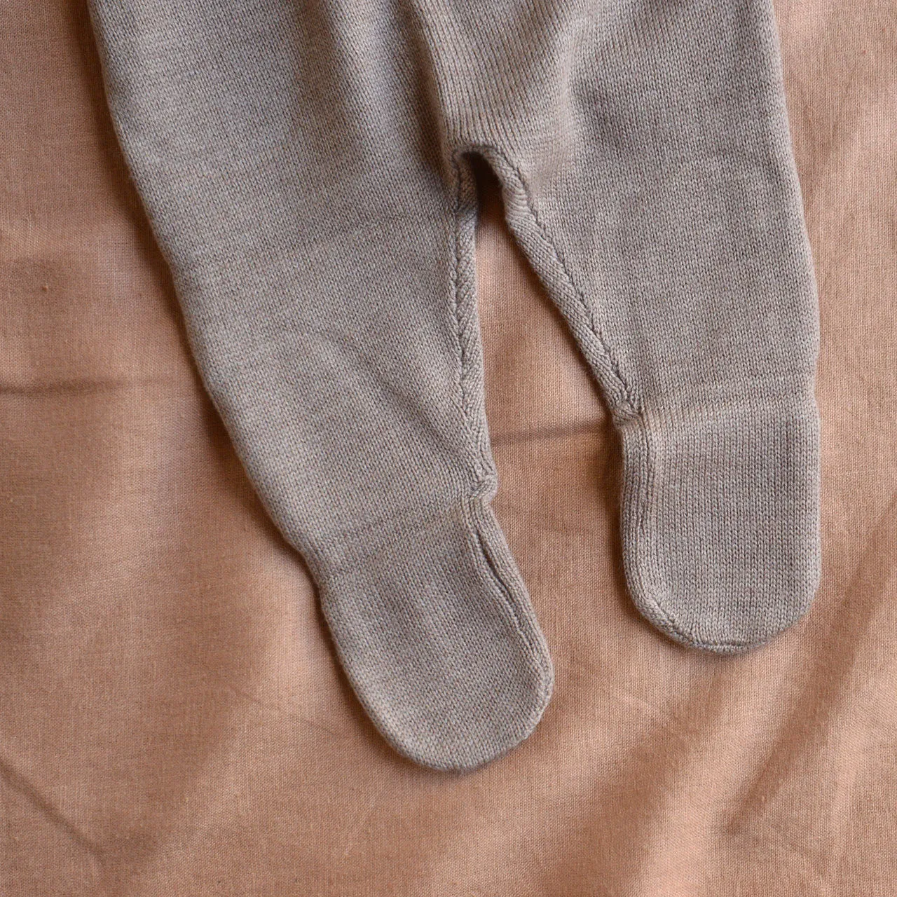 Baby Knitted Footed Romper Pants - 100% Organic Merino - Cub Marl (0-6m)