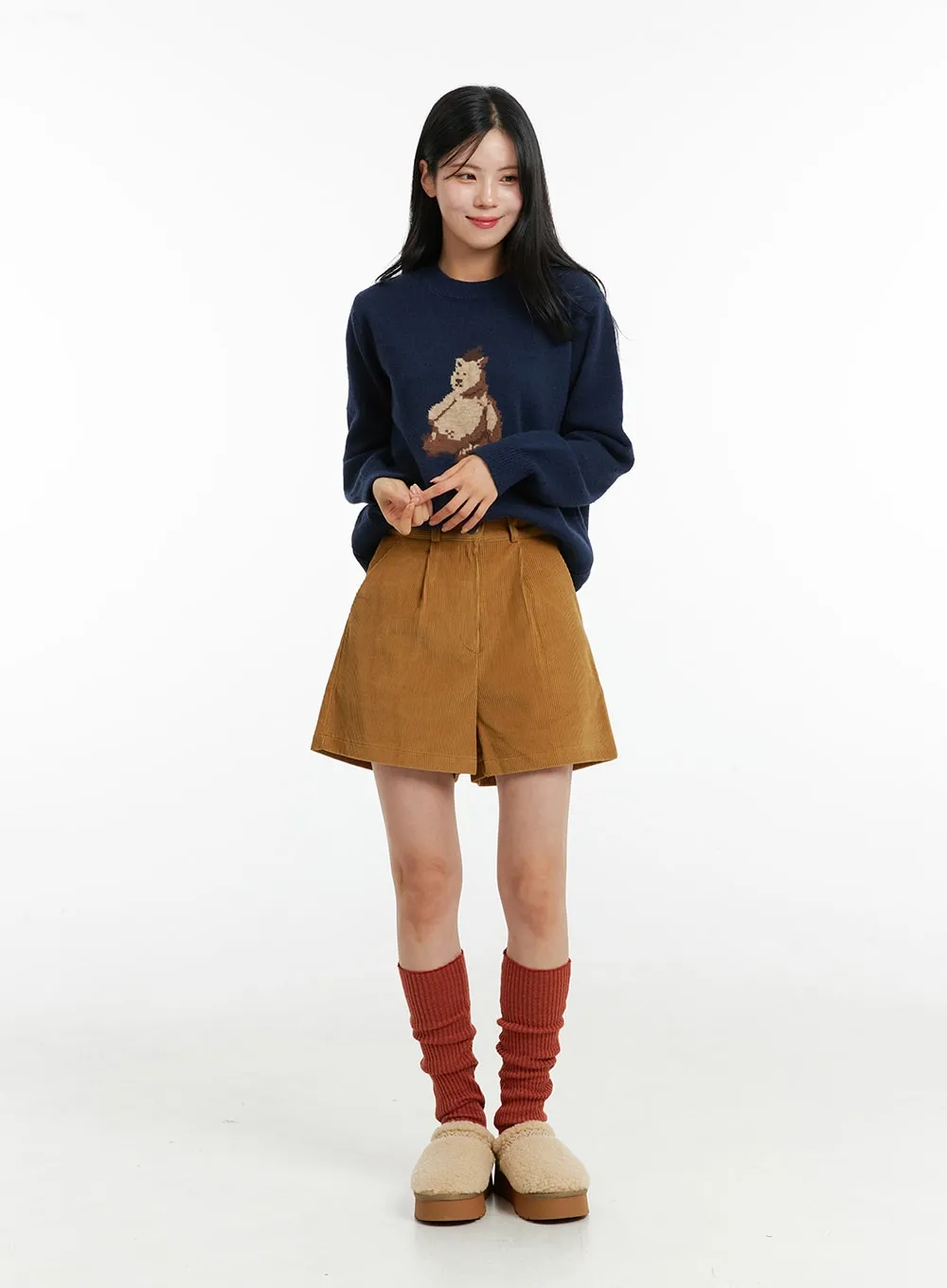 Bear Graphic Round Neck Sweater ON316