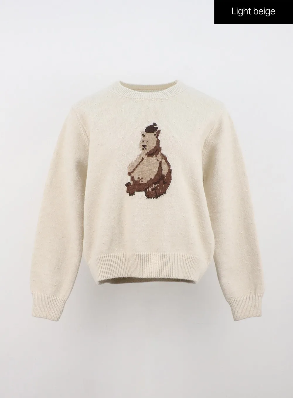 Bear Graphic Round Neck Sweater ON316