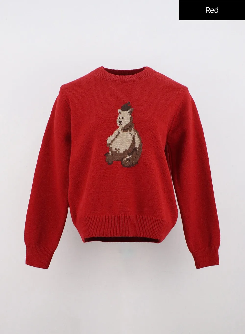 Bear Graphic Round Neck Sweater ON316