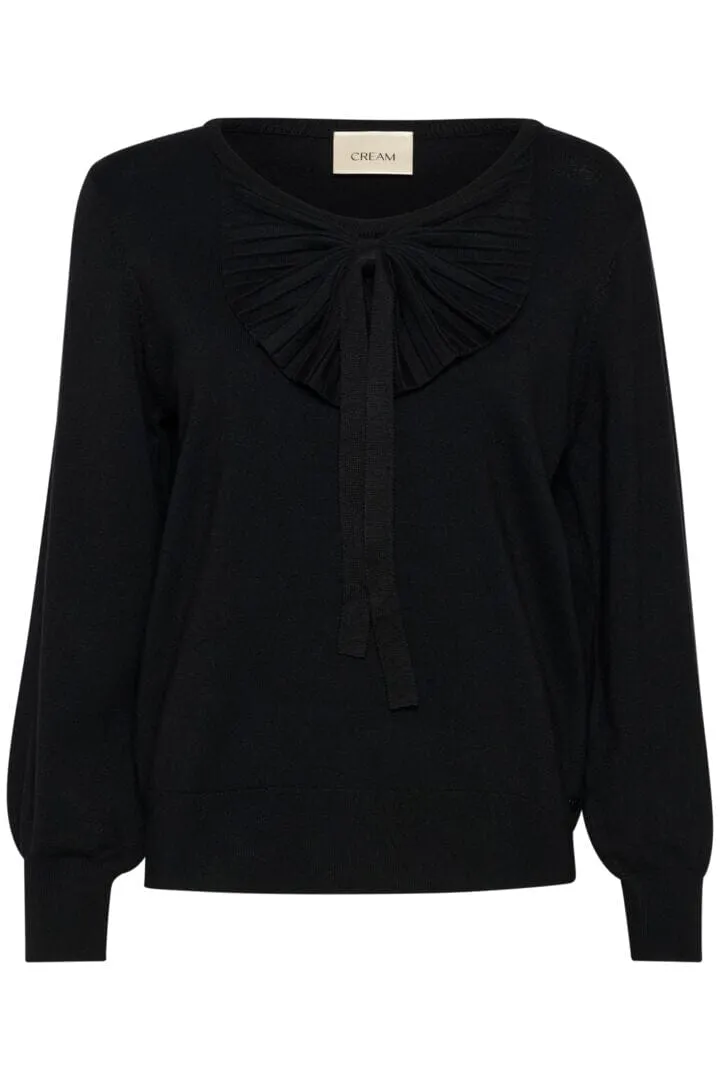 BLACK BOW DETAIL VNECK SWEATER
