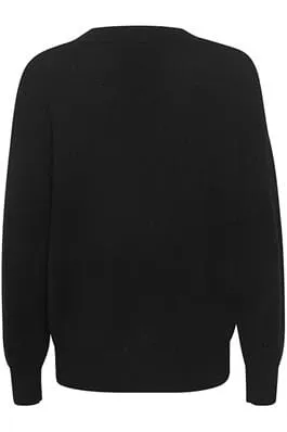 BLACK BOW DETAIL VNECK SWEATER