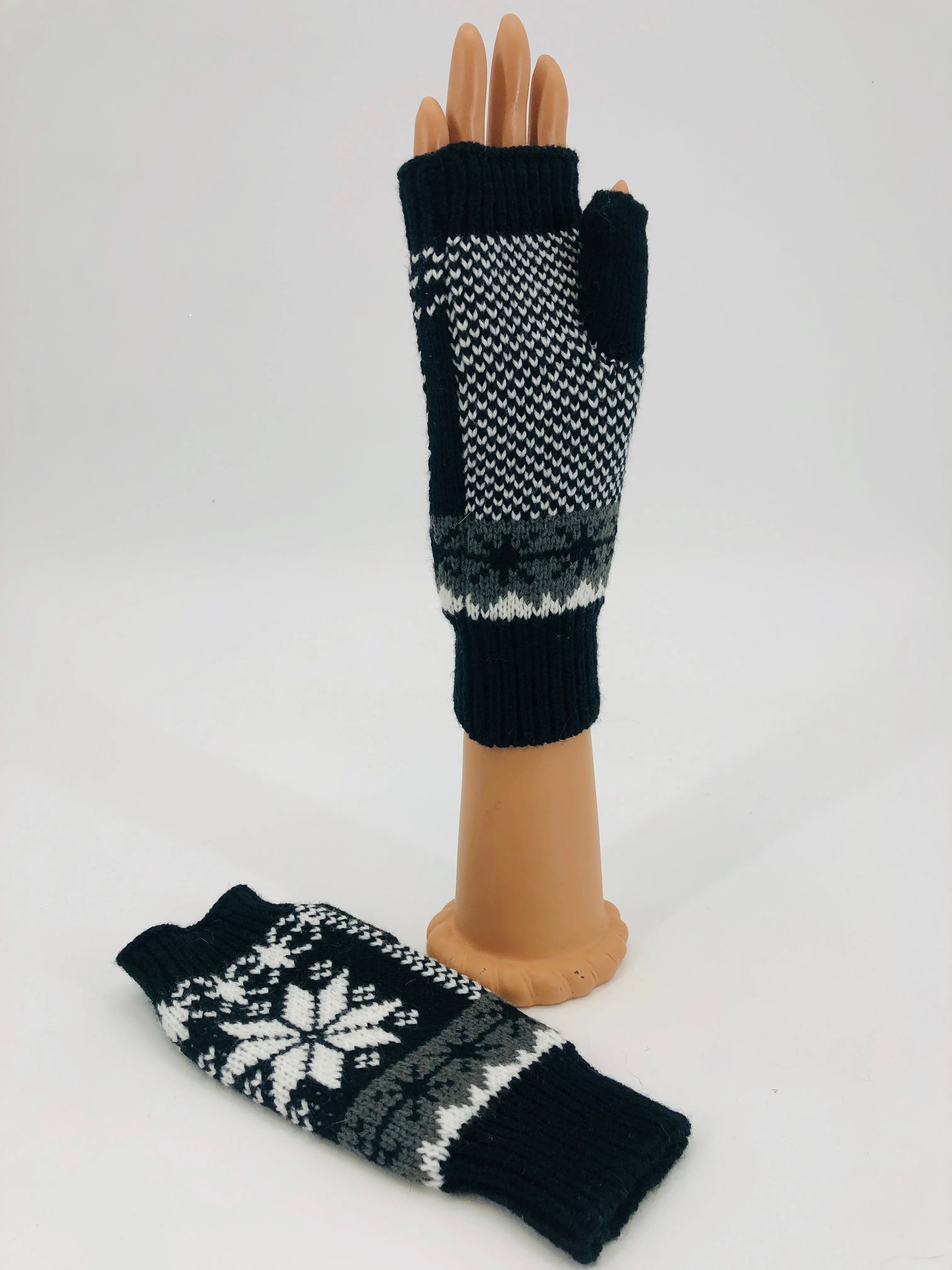 Black/White Fingerless Gloves