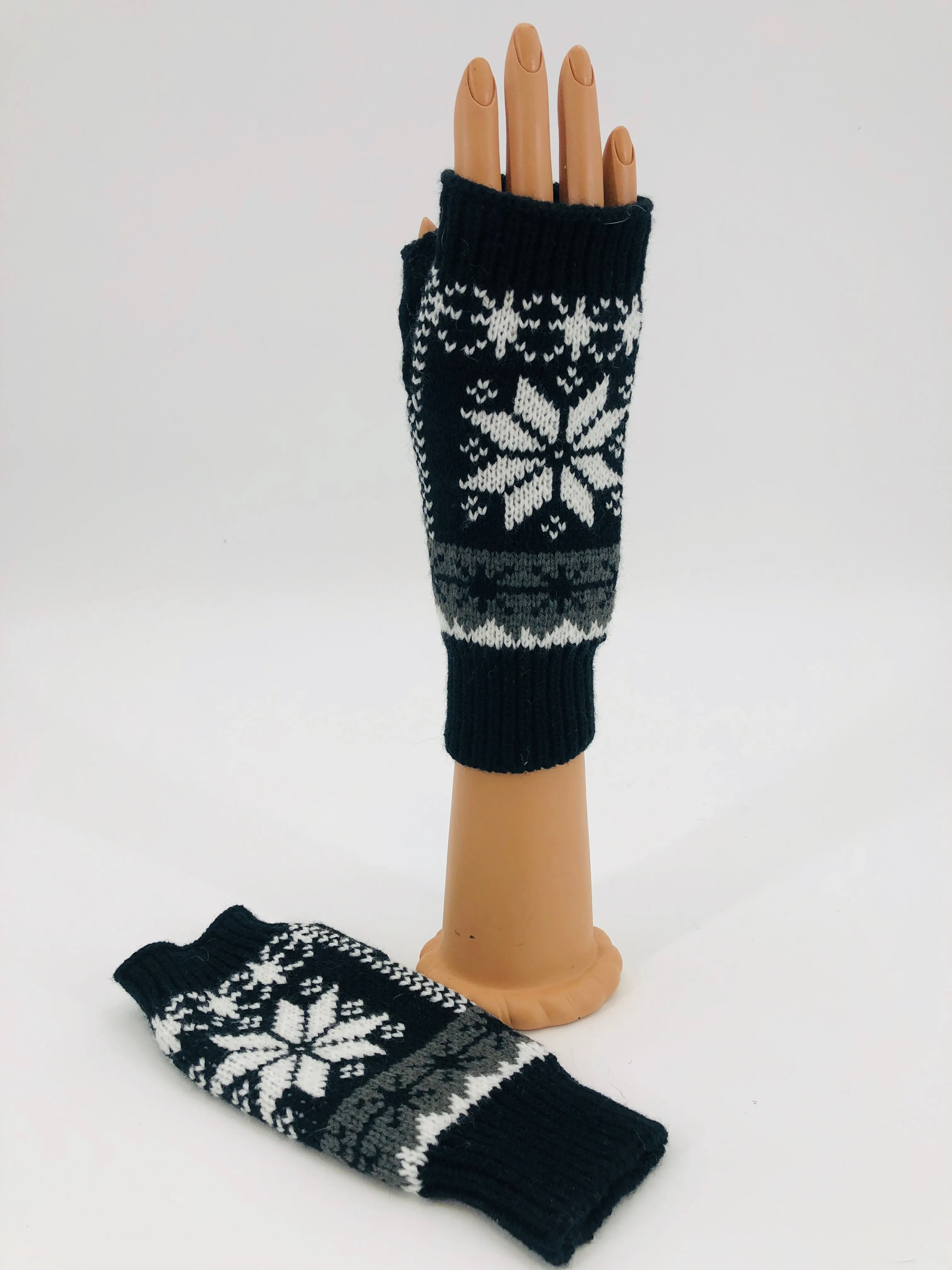 Black/White Fingerless Gloves