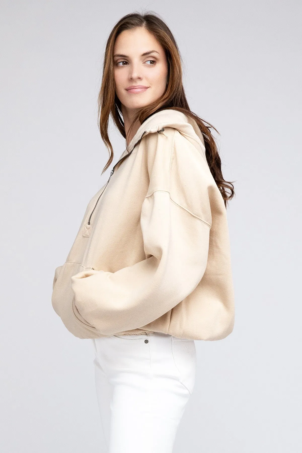 Bohemian Stitch Detailed Elastic Hem Hoodie