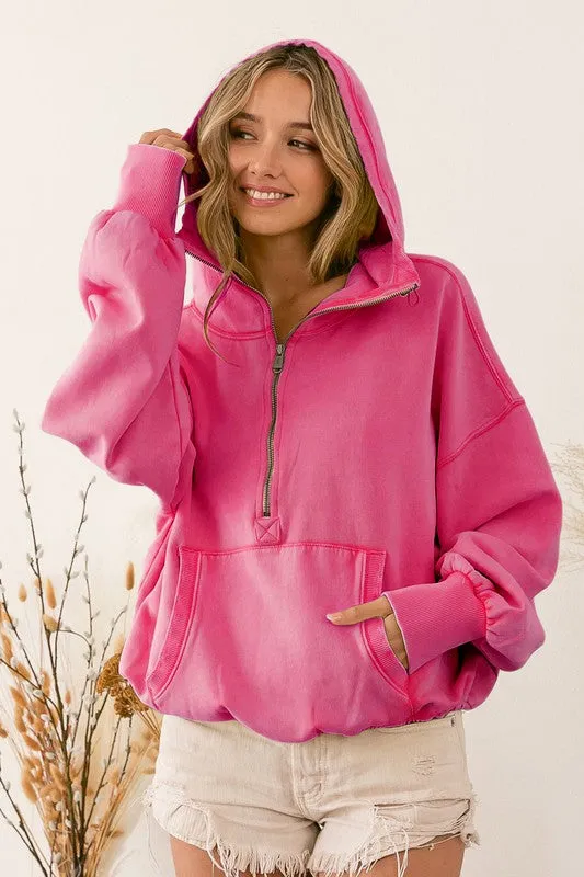 Bohemian Stitch Detailed Elastic Hem Hoodie