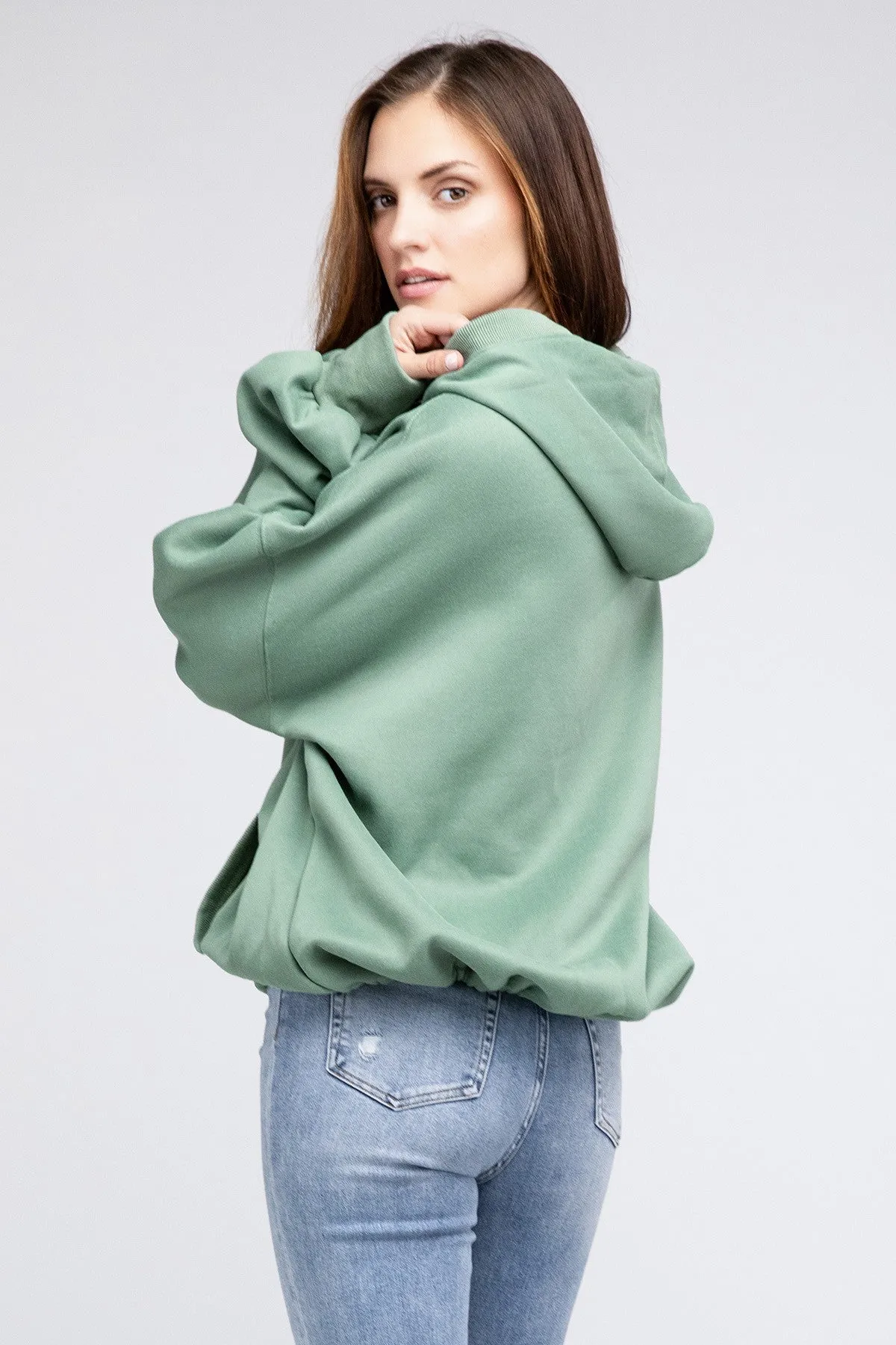 Bohemian Stitch Detailed Elastic Hem Hoodie