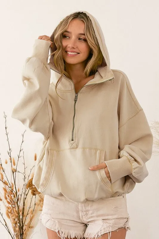 Bohemian Stitch Detailed Elastic Hem Hoodie