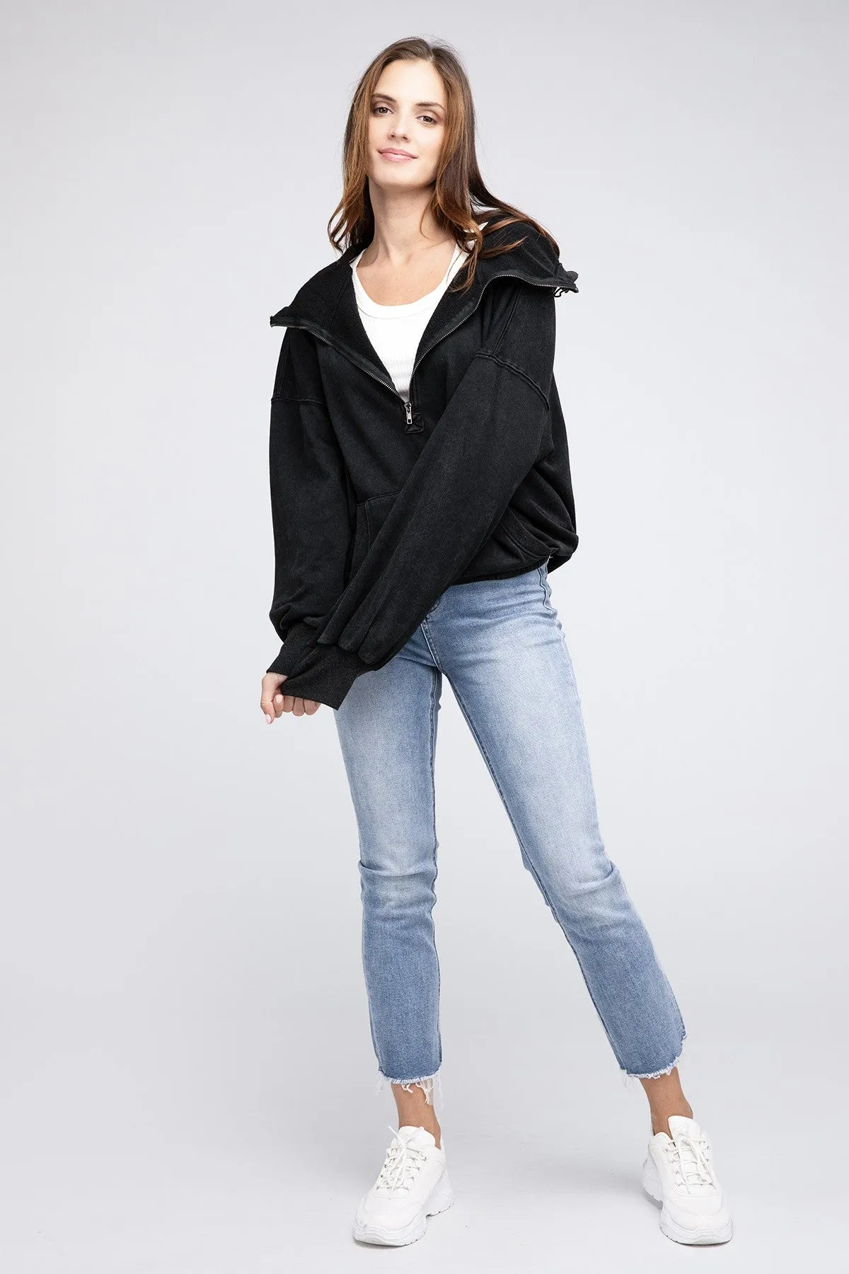 Bohemian Stitch Detailed Elastic Hem Hoodie