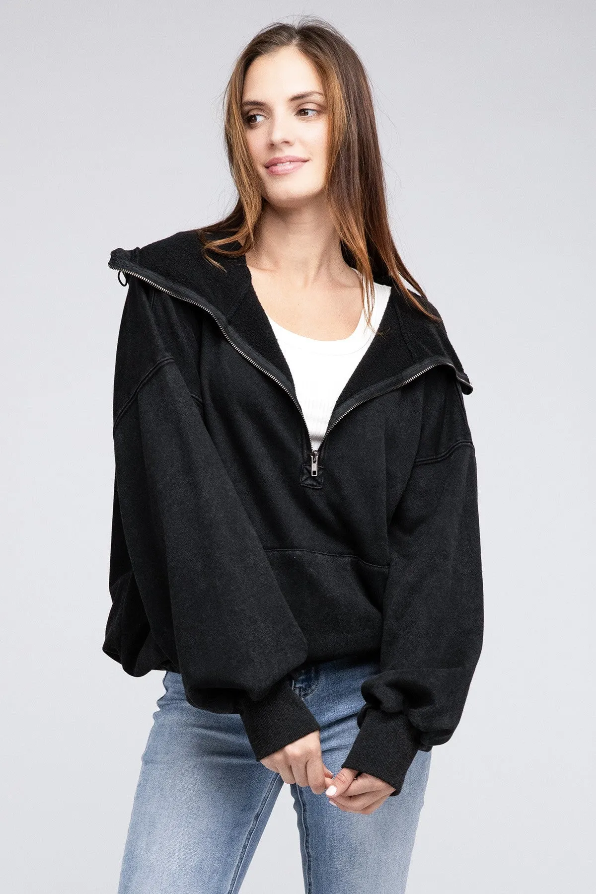 Bohemian Stitch Detailed Elastic Hem Hoodie