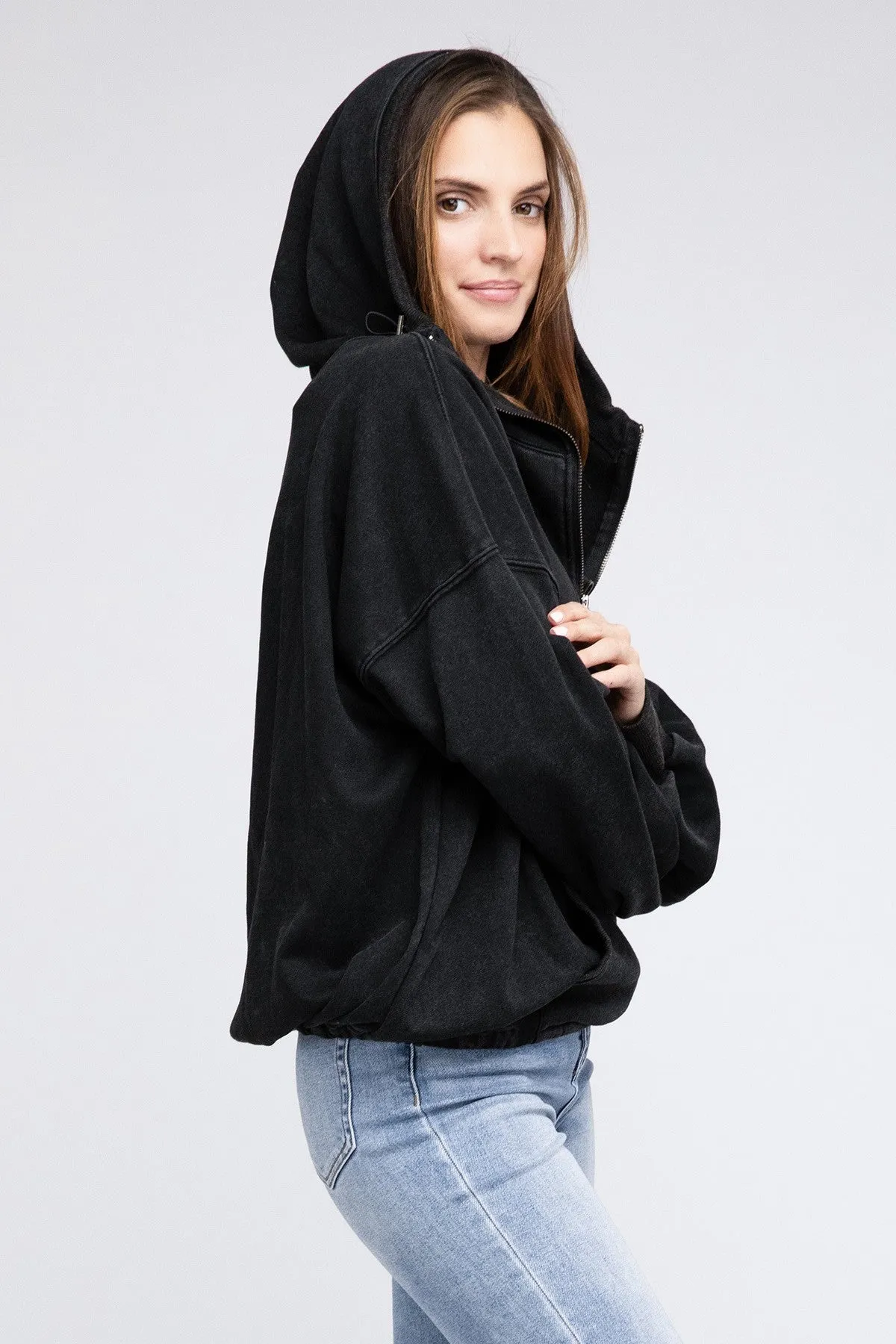 Bohemian Stitch Detailed Elastic Hem Hoodie