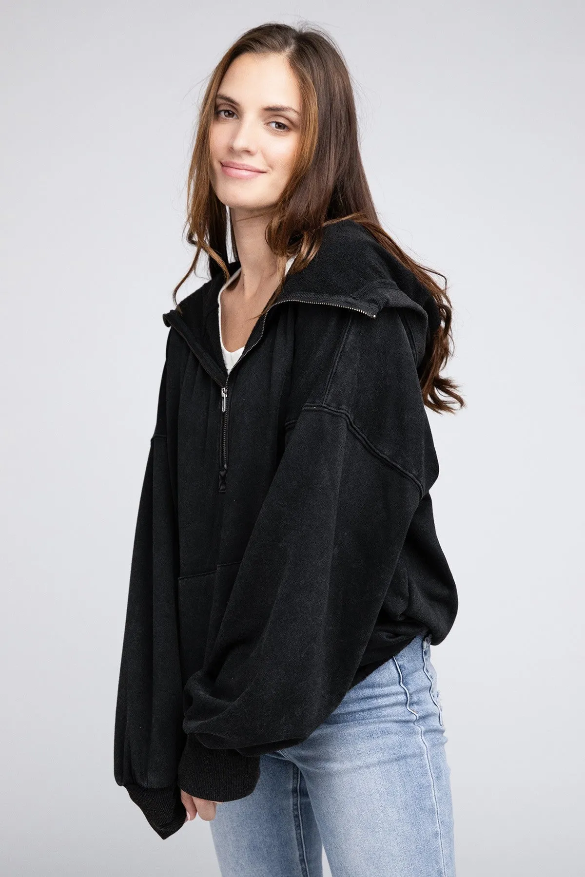 Bohemian Stitch Detailed Elastic Hem Hoodie