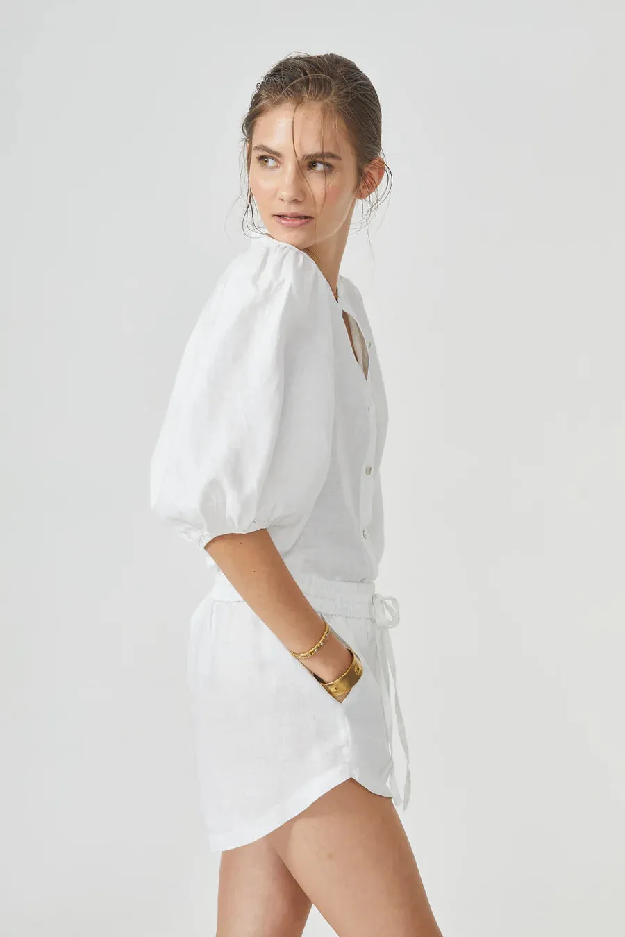 Bubble Linen Shirt - White