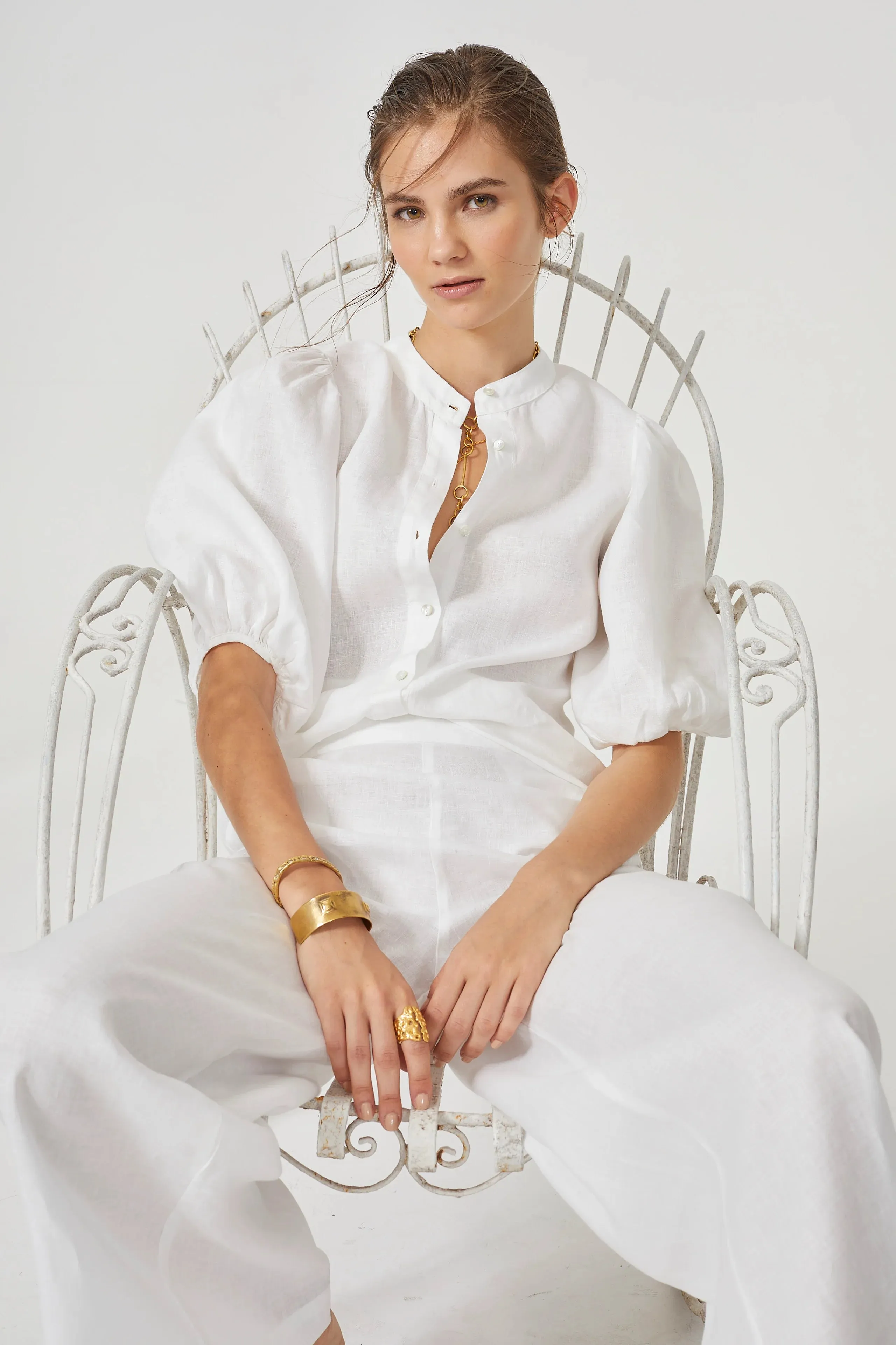 Bubble Linen Shirt - White