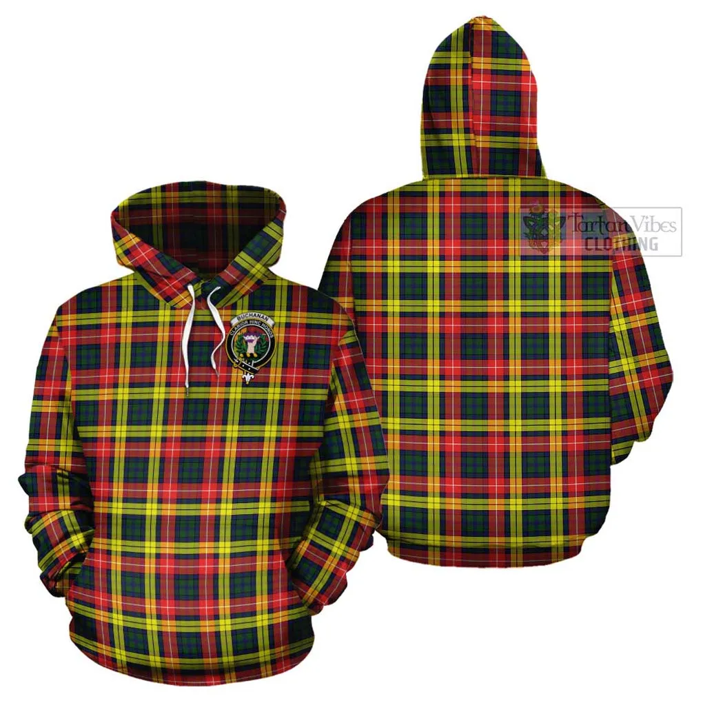 Buchanan Modern Tartan Cotton Hoodie with Family Crest