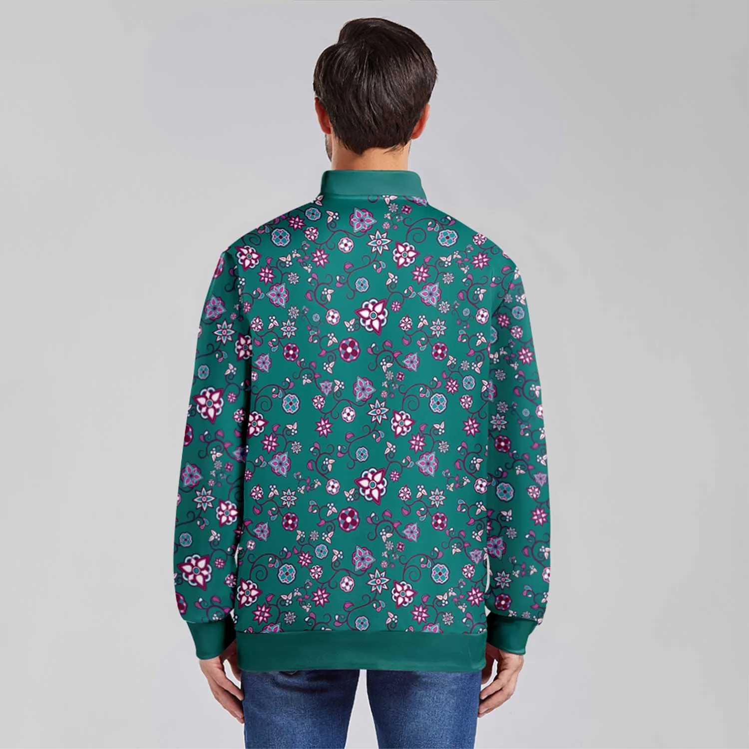 Burgundy Bloom Youth Zippered Collared Lightweight Jacket
