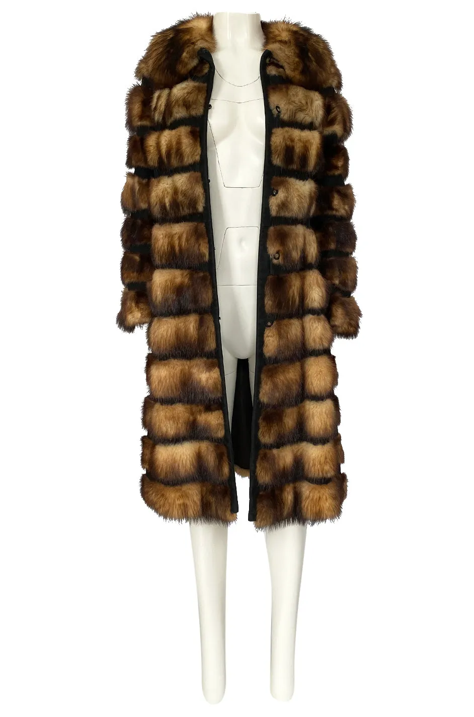 c.1966 Pierre Cardin Fitch Fur & Black Suede Flared Sleeve Coat