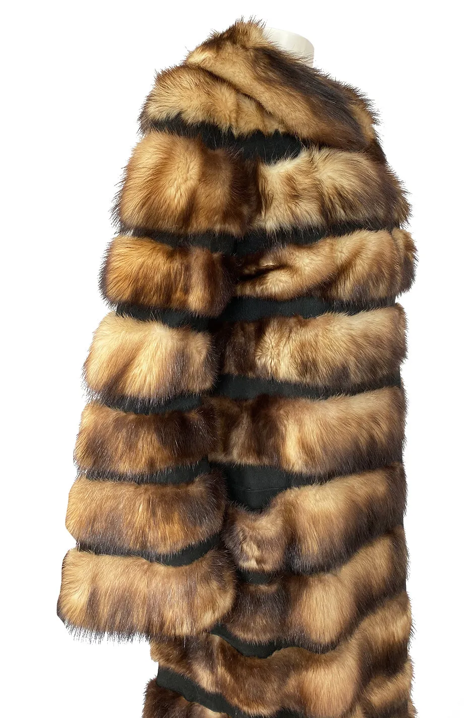 c.1966 Pierre Cardin Fitch Fur & Black Suede Flared Sleeve Coat