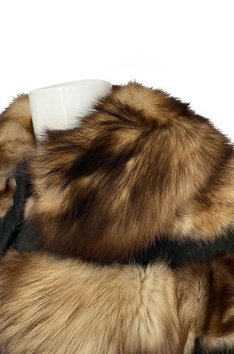 c.1966 Pierre Cardin Fitch Fur & Black Suede Flared Sleeve Coat