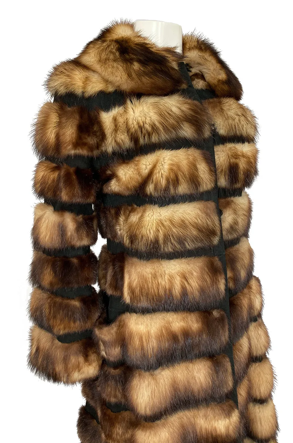 c.1966 Pierre Cardin Fitch Fur & Black Suede Flared Sleeve Coat