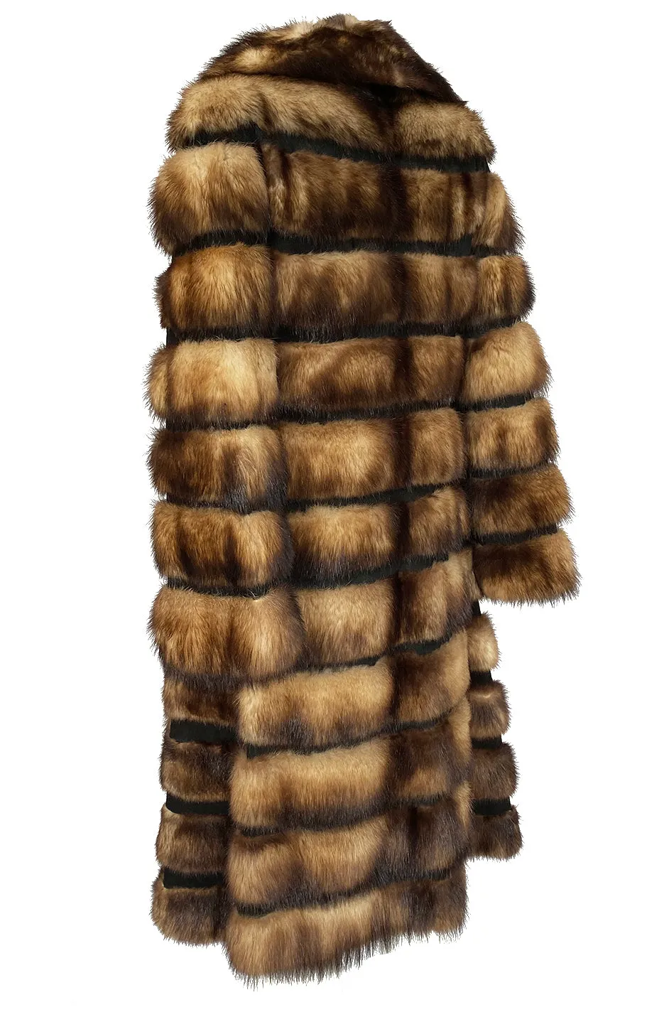 c.1966 Pierre Cardin Fitch Fur & Black Suede Flared Sleeve Coat