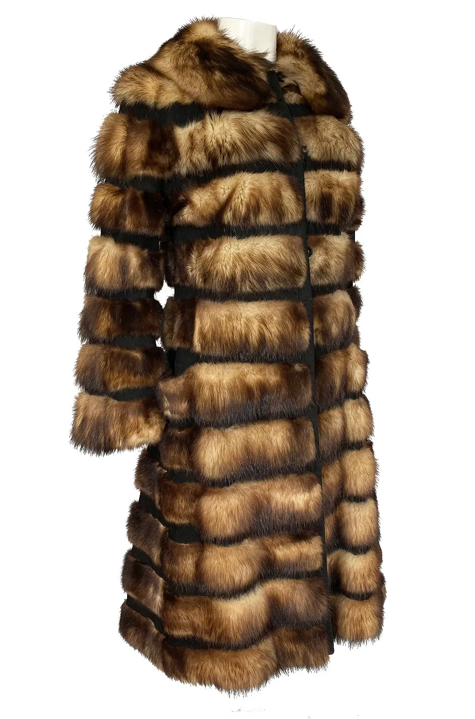 c.1966 Pierre Cardin Fitch Fur & Black Suede Flared Sleeve Coat