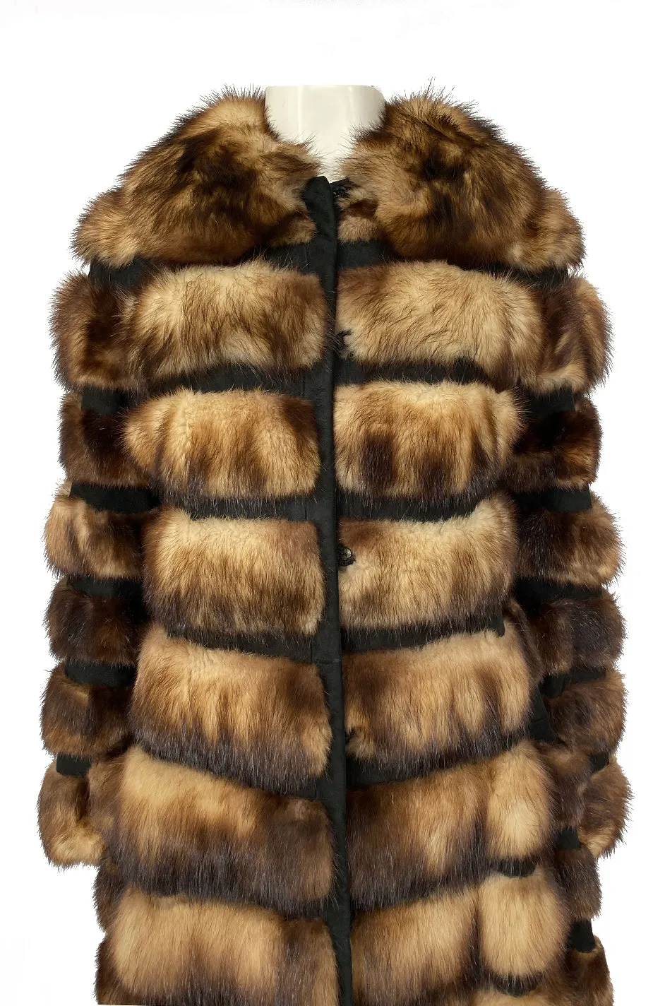 c.1966 Pierre Cardin Fitch Fur & Black Suede Flared Sleeve Coat