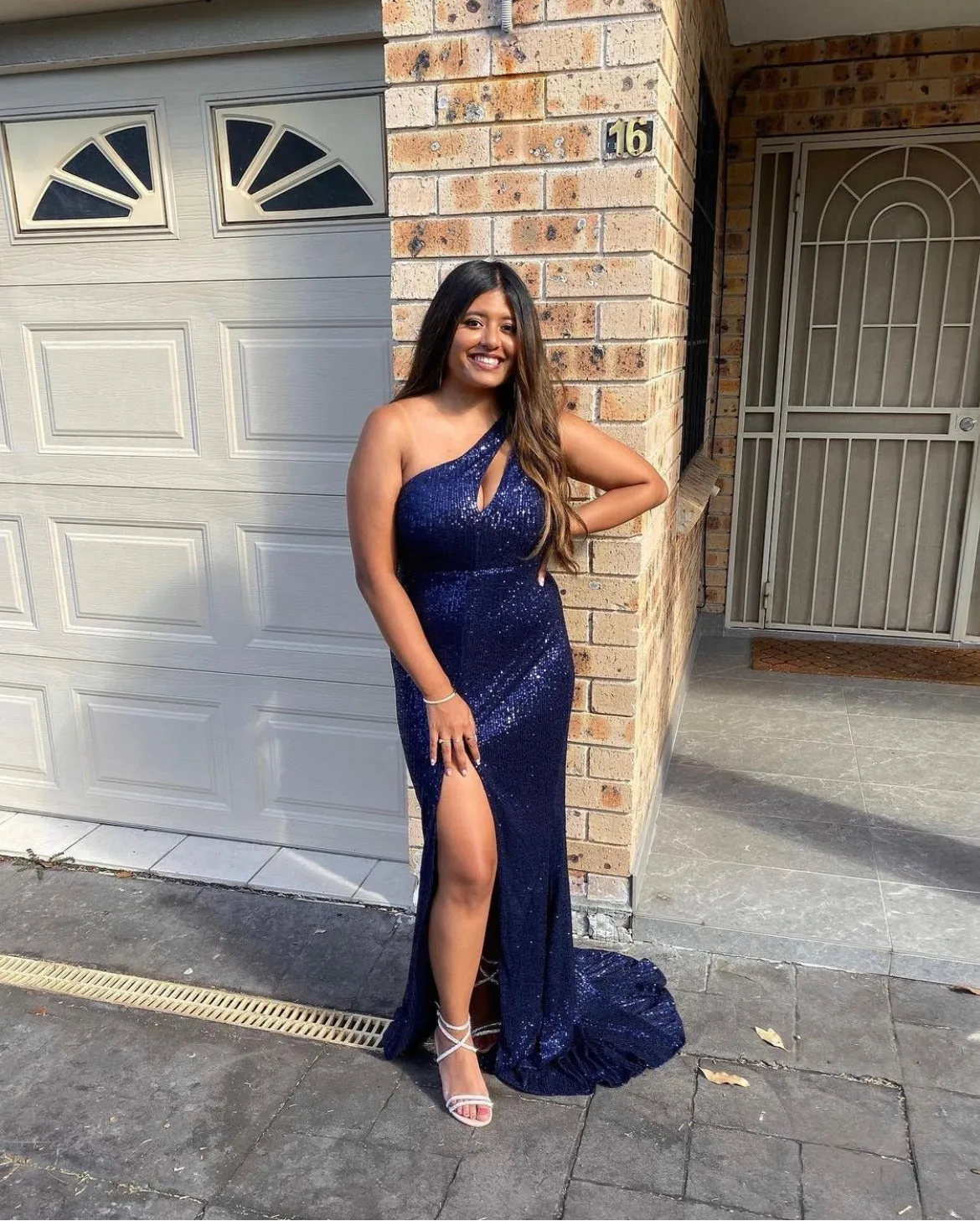 Candice One Shoulder Cut Out Gown - Midnight Blue