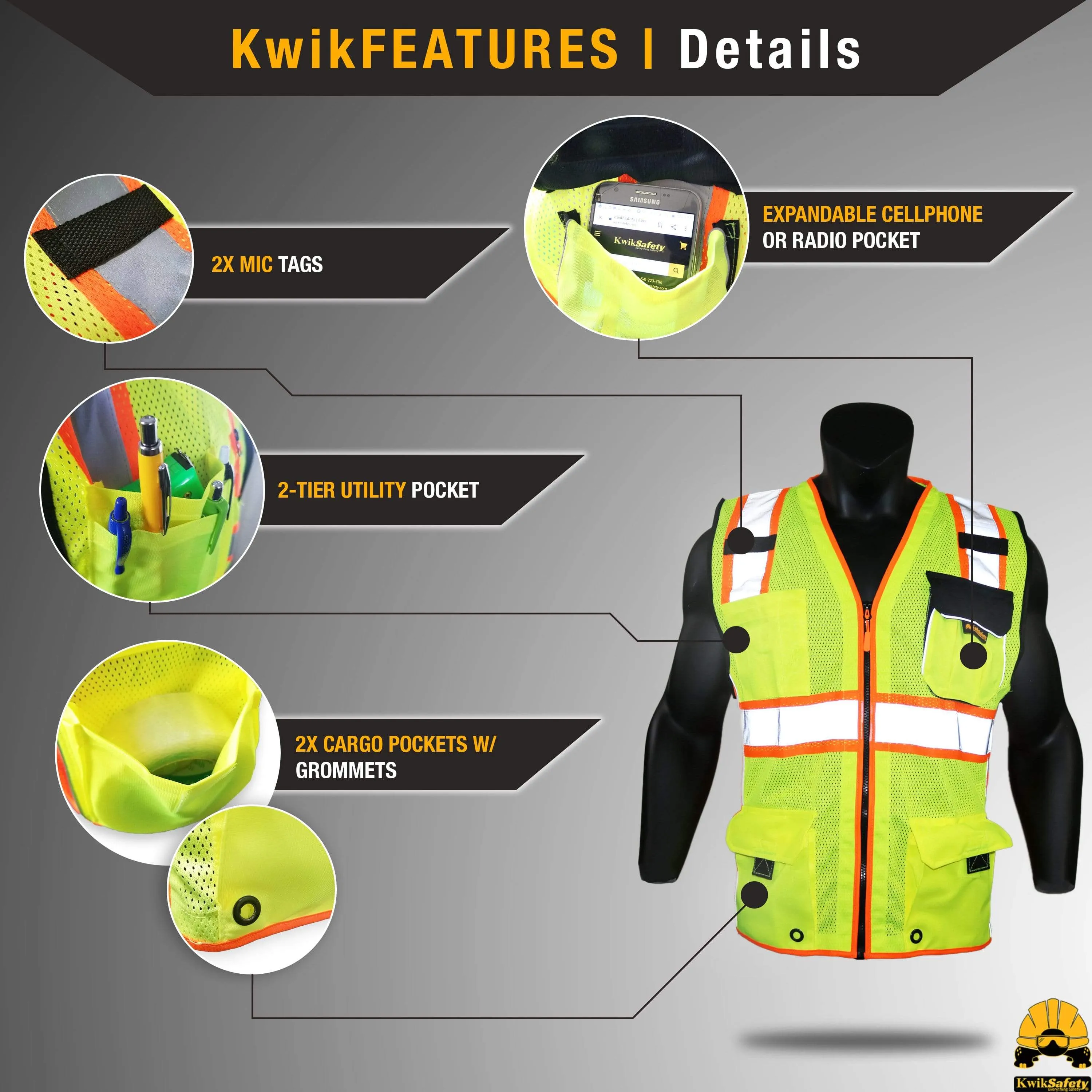 CLEARANCE! KwikSafety SUPREME | ANSI Class 2 Safety Vest - Model No.: KS3317