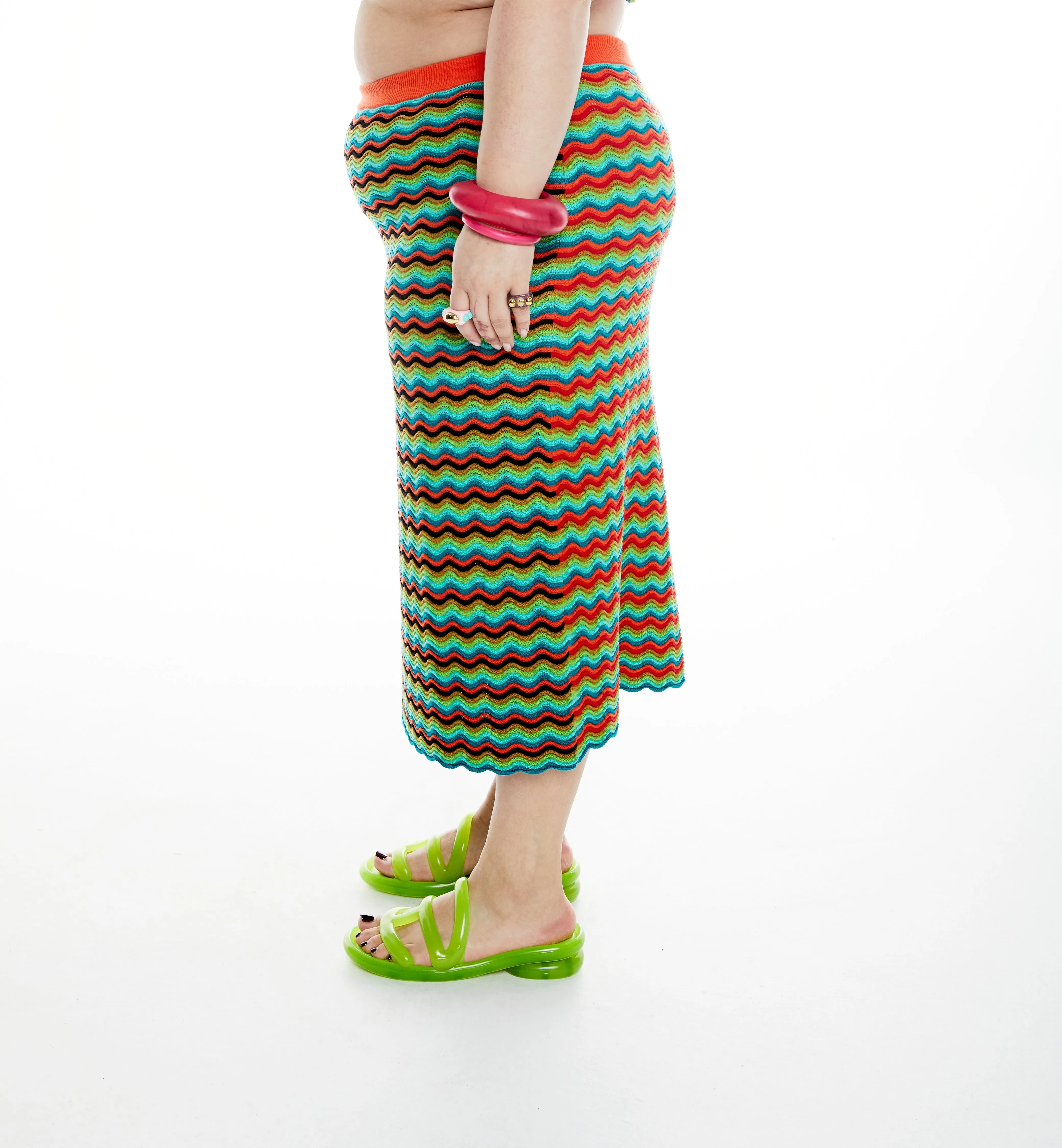 Cosmic Surf Knit Midi Skirt