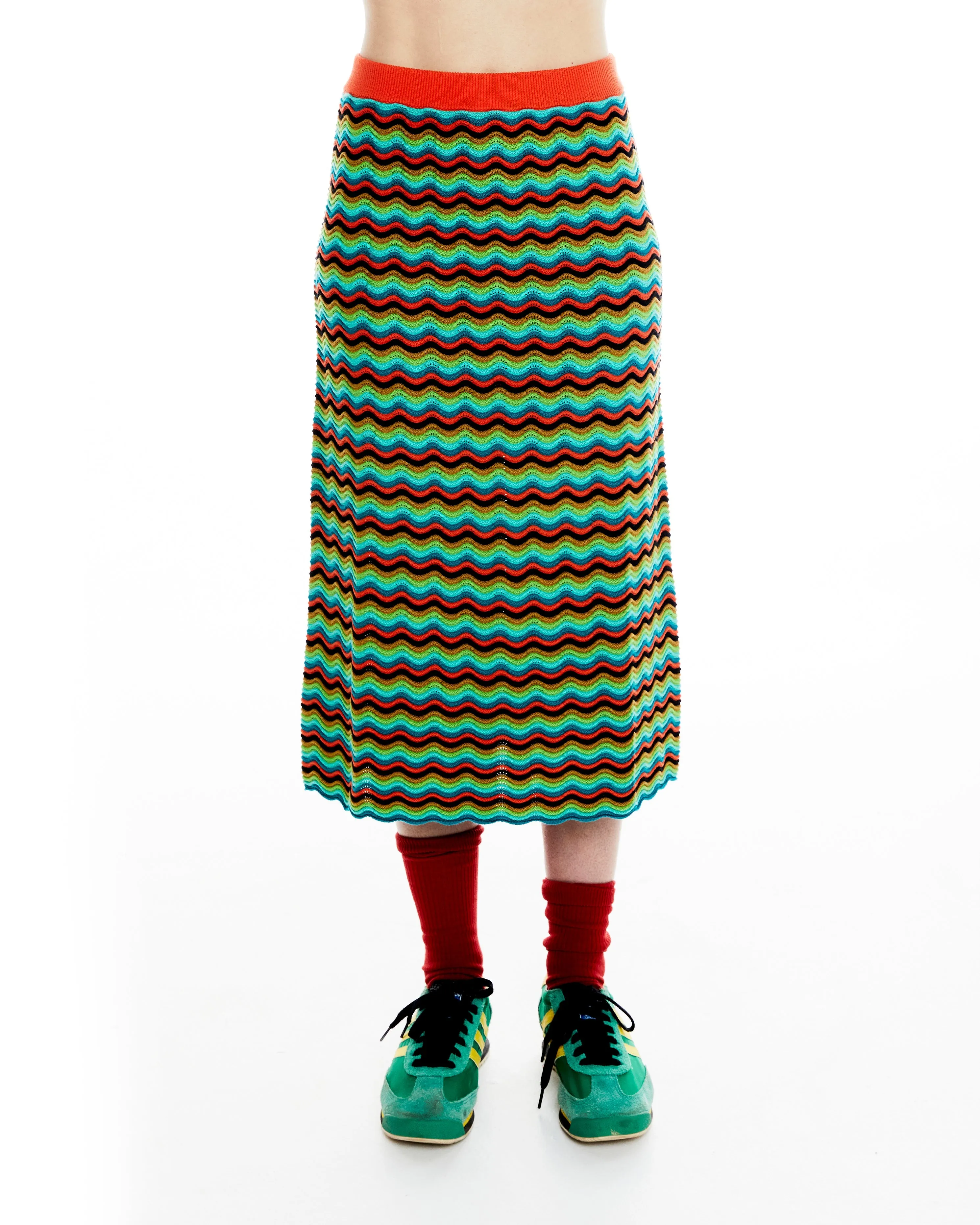 Cosmic Surf Knit Midi Skirt