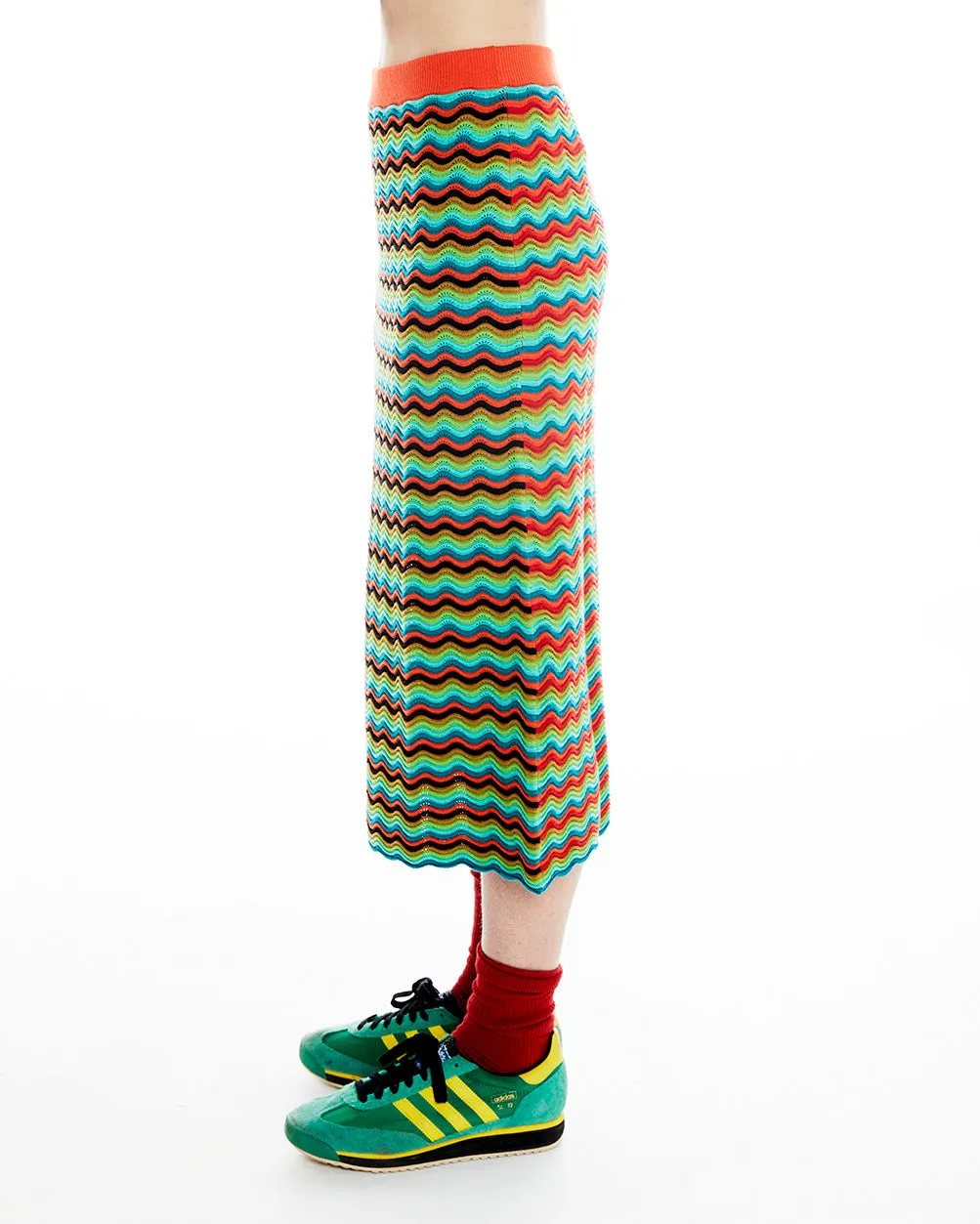 Cosmic Surf Knit Midi Skirt