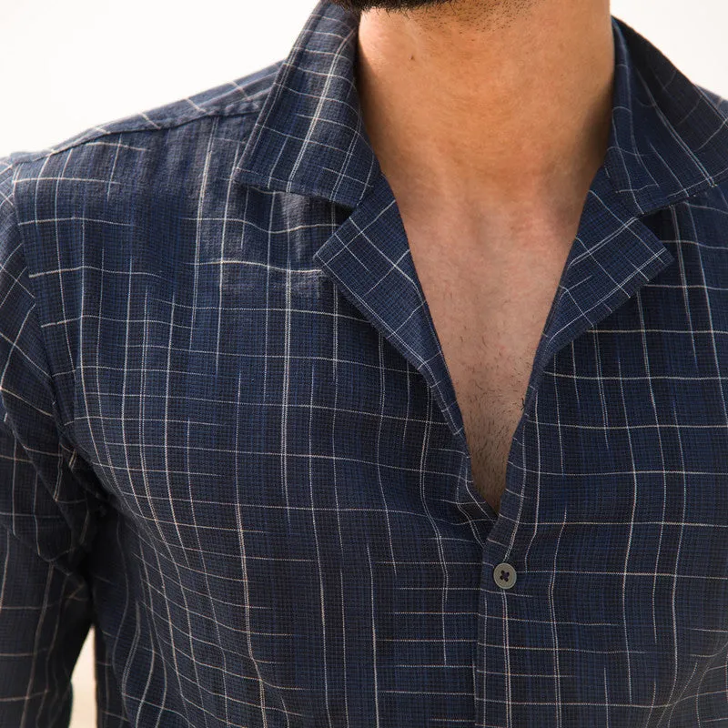 Cotton Shirt For Men | Half Sleeves | Collared | Blue