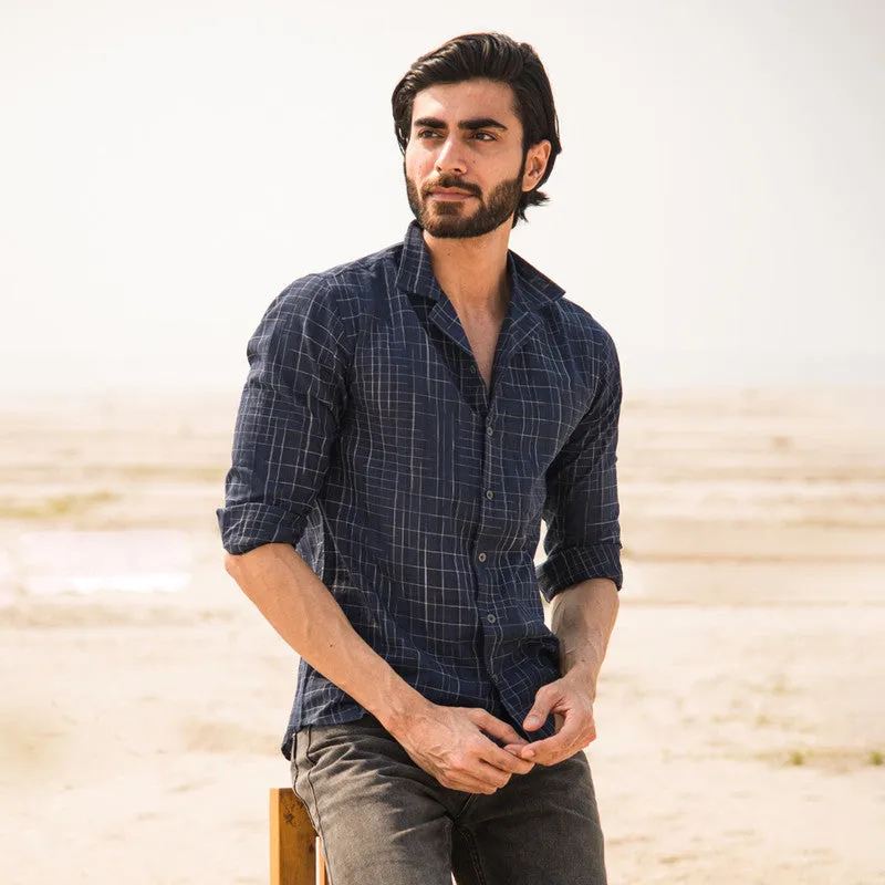 Cotton Shirt For Men | Half Sleeves | Collared | Blue