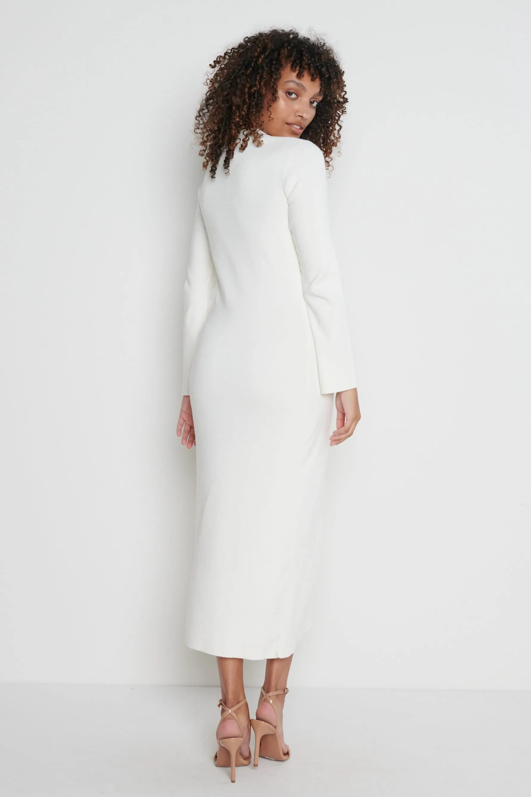 Elsa Knit Button Dress - Cream
