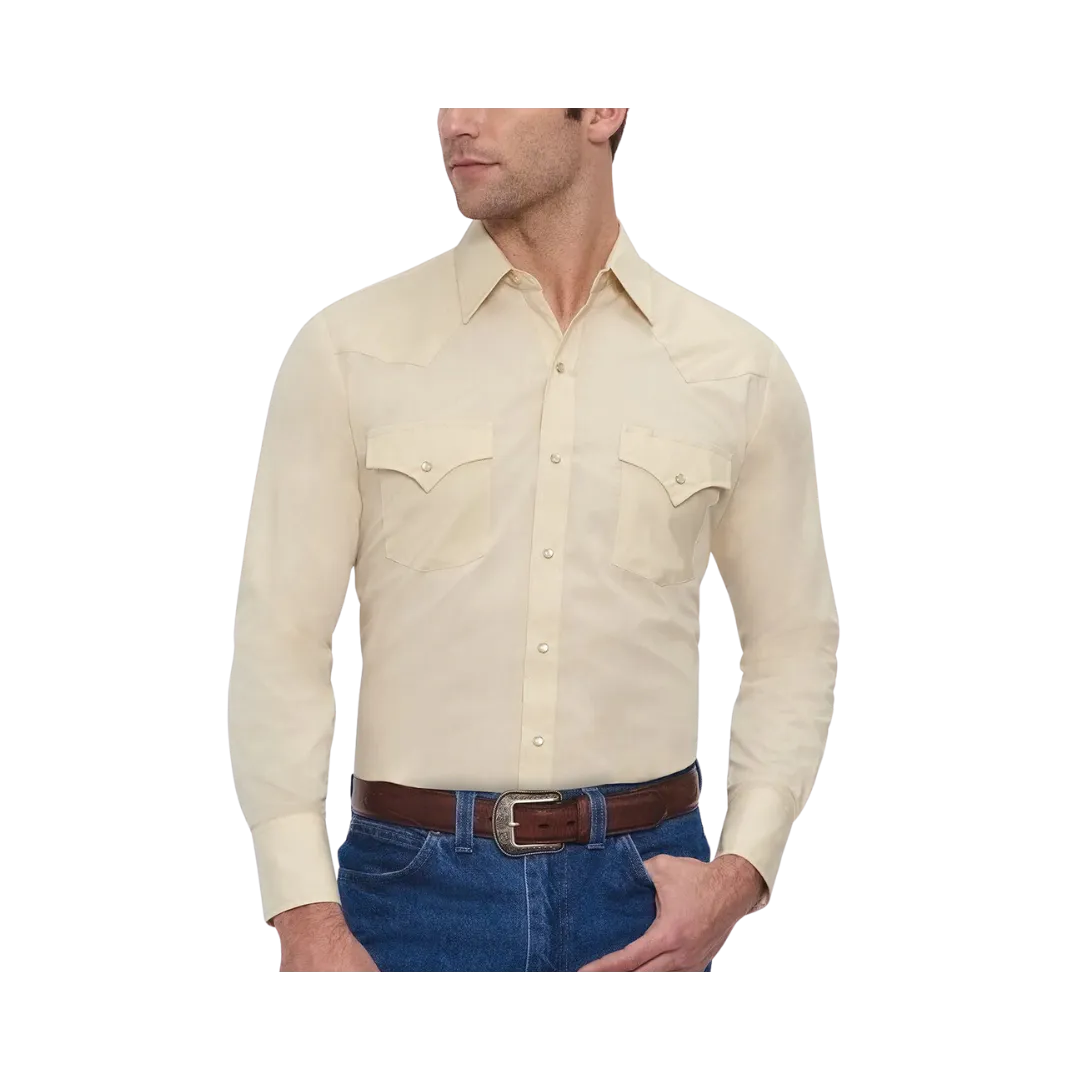 Ely & Walker Men's Ecru Long Sleeve Solid Western Snap Shirt