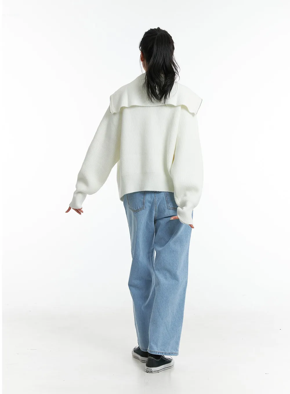 Full Zip-Up Knit Sweater ON329