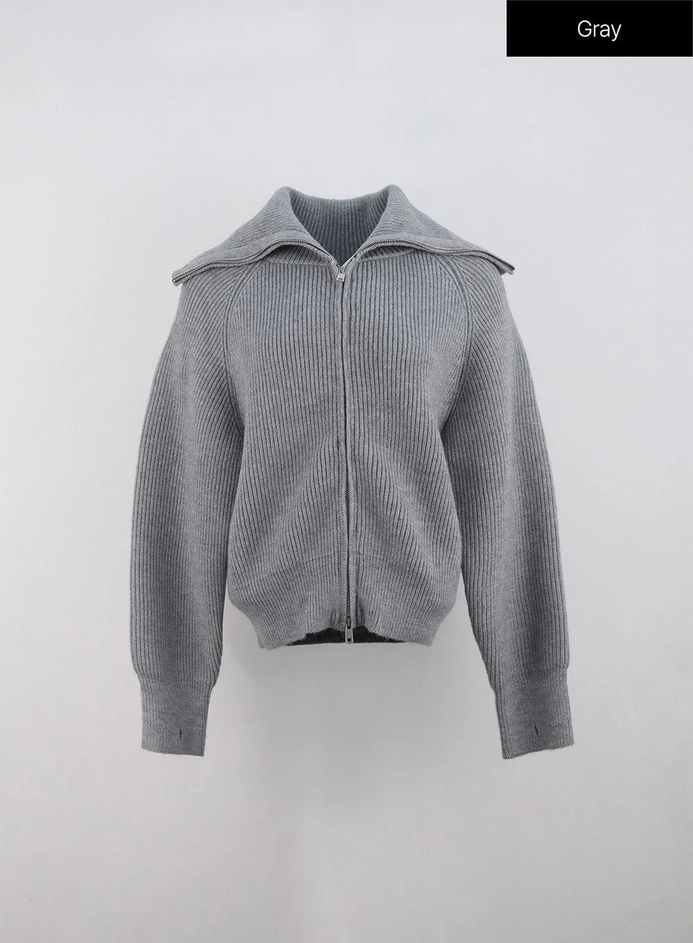 Full Zip-Up Knit Sweater ON329