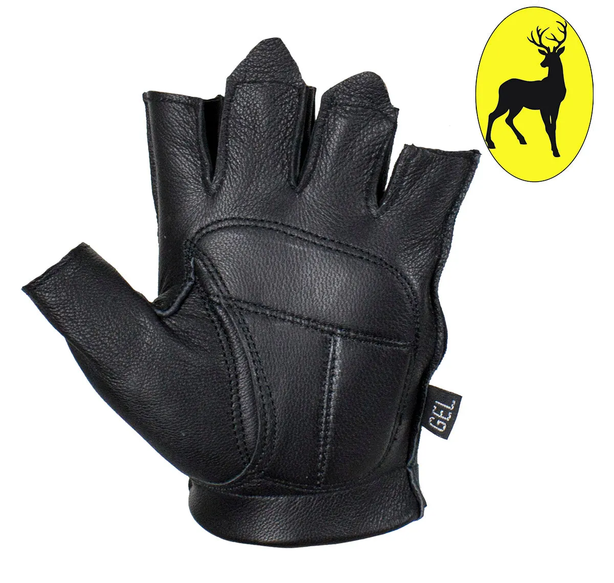 Gel Palm Riding Fingerless Deer Skin Gloves Full Panel
