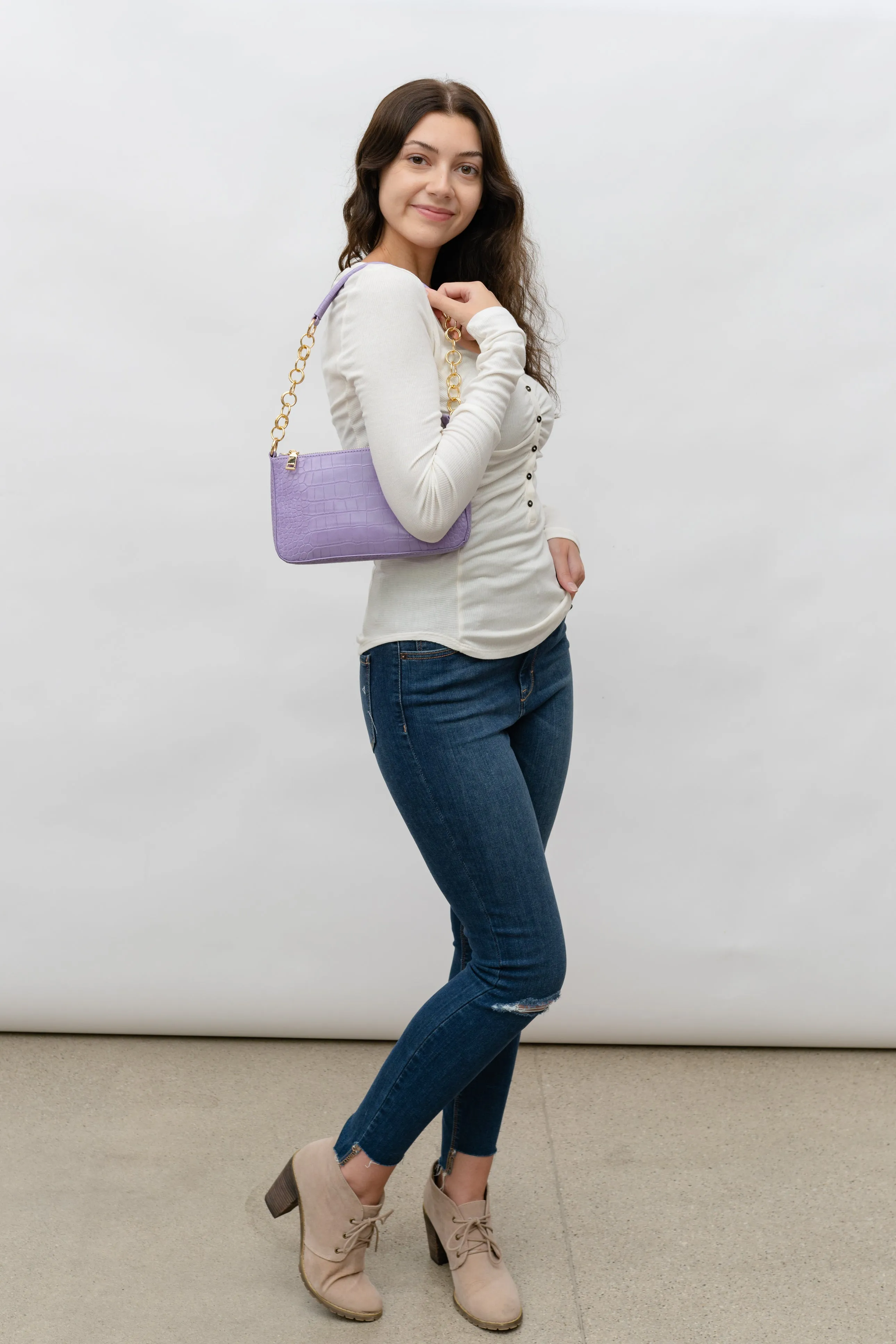 GILLIAN RUCHED V -NECK RIB LONGSLEEVE