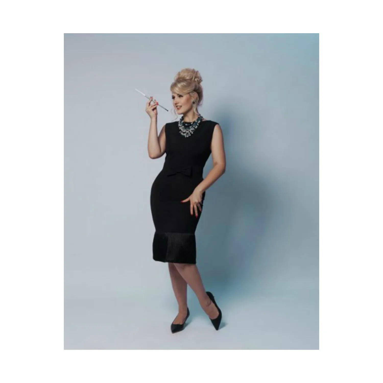 Holly Black Fringe Dress & Oversized Jewelry Set Inspired By BAT (Rental)